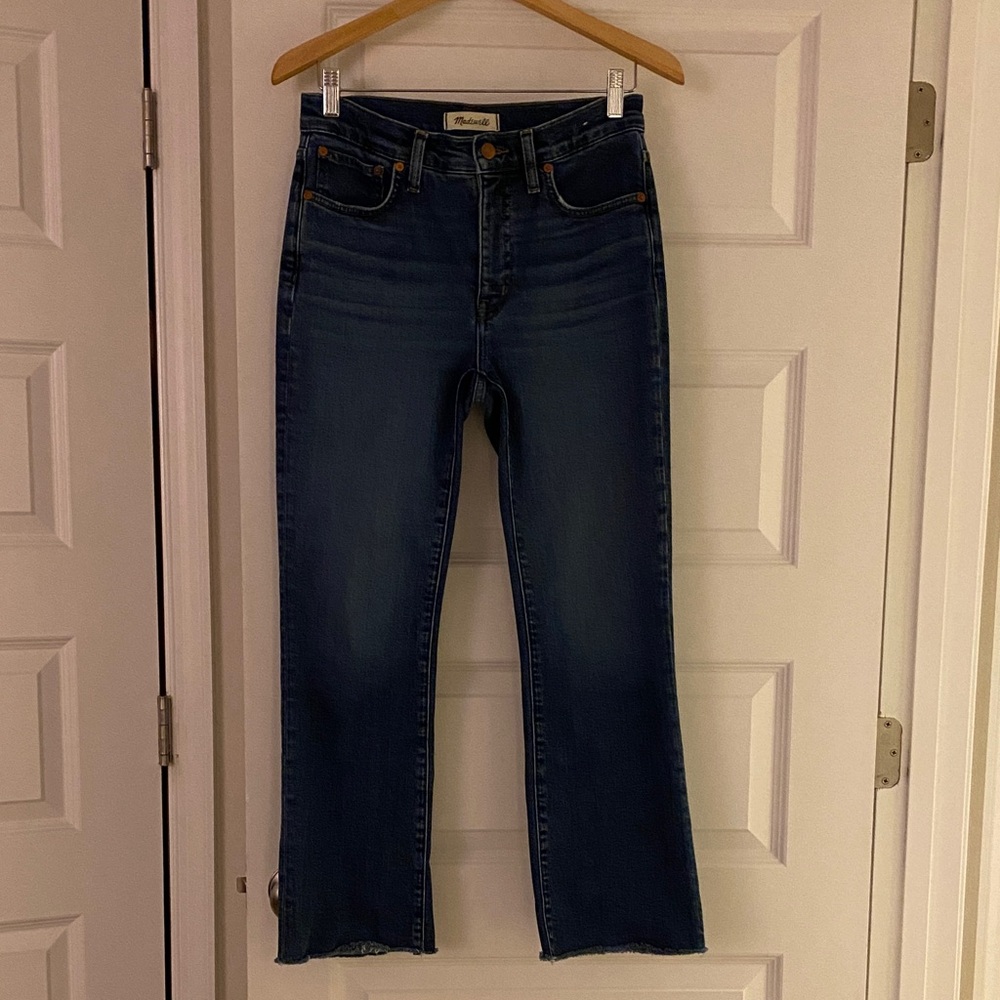 Madewell Dark Blue Mid Rise Kick Out Jeans